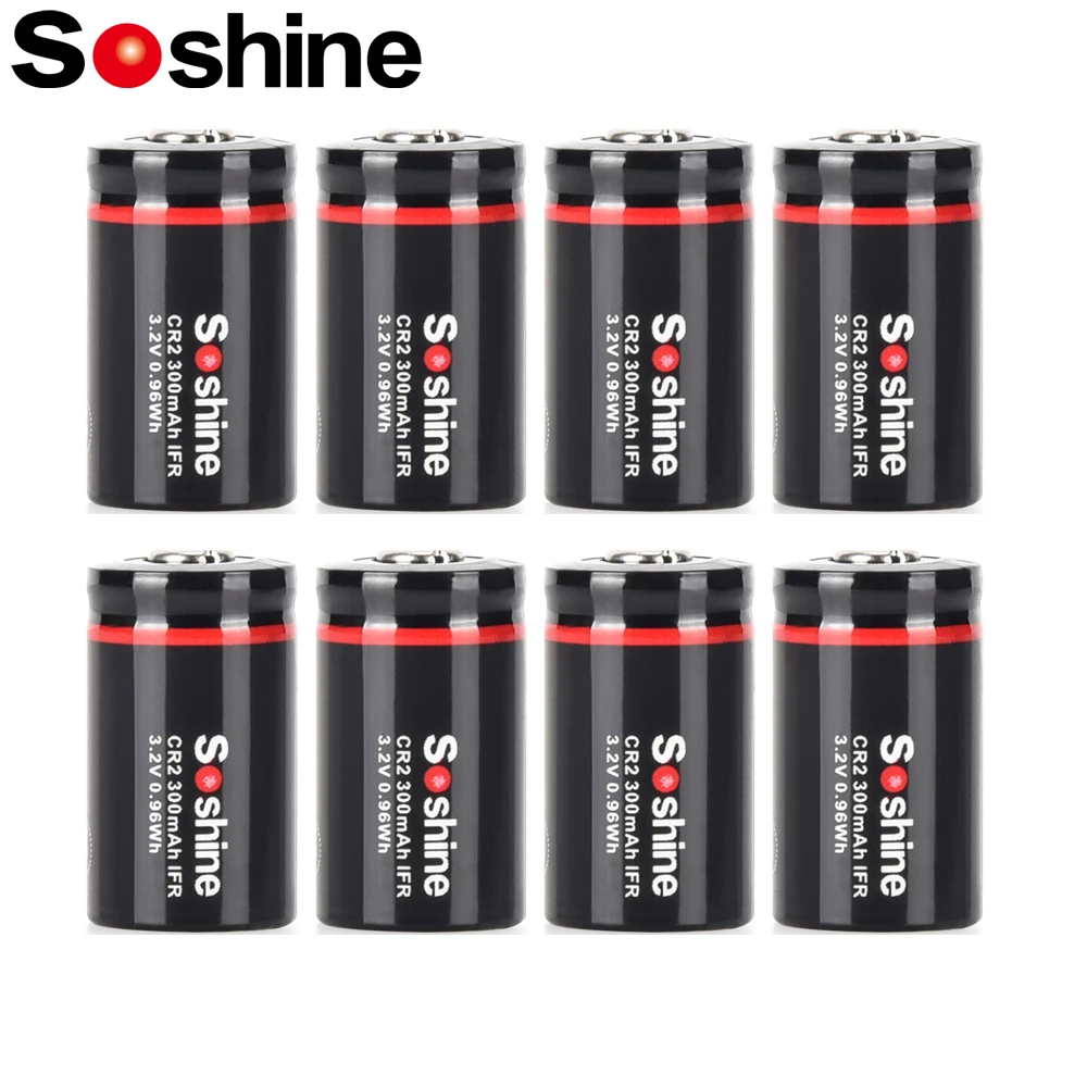 Soshine 300mAh LiFePo4 akumulator 3.2V 15266 CR2 akumulator CR2 300mAh 2000 cykl rozładowania dla czujnik dymu zabawki