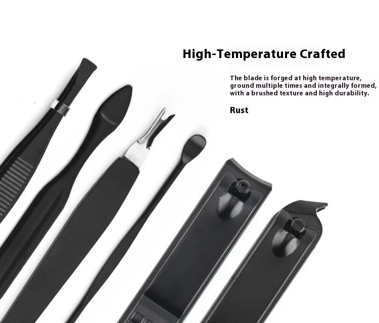 Juego de tijeras para uñas de acero inoxidable, juego de herramientas para manicura y cortaúñas.