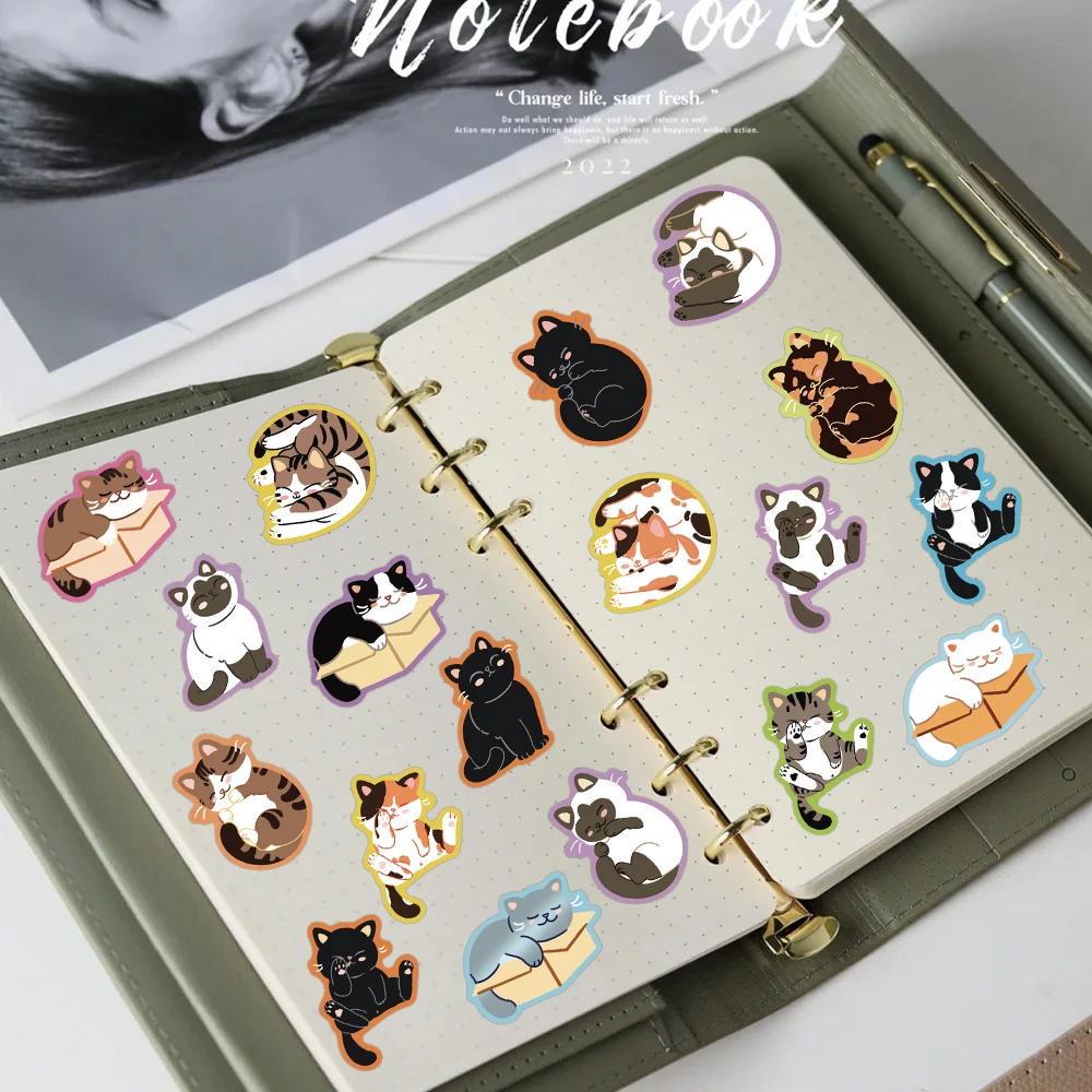 50 قطعة الكرتون لطيف القط ملصقات الشارات للهاتف المحمول سجل القصاصات حقيبة خوذة Graffiti بها بنفسك الكتابة على الجدران ملصقات الجمالية الهدايا الإبداعية #6