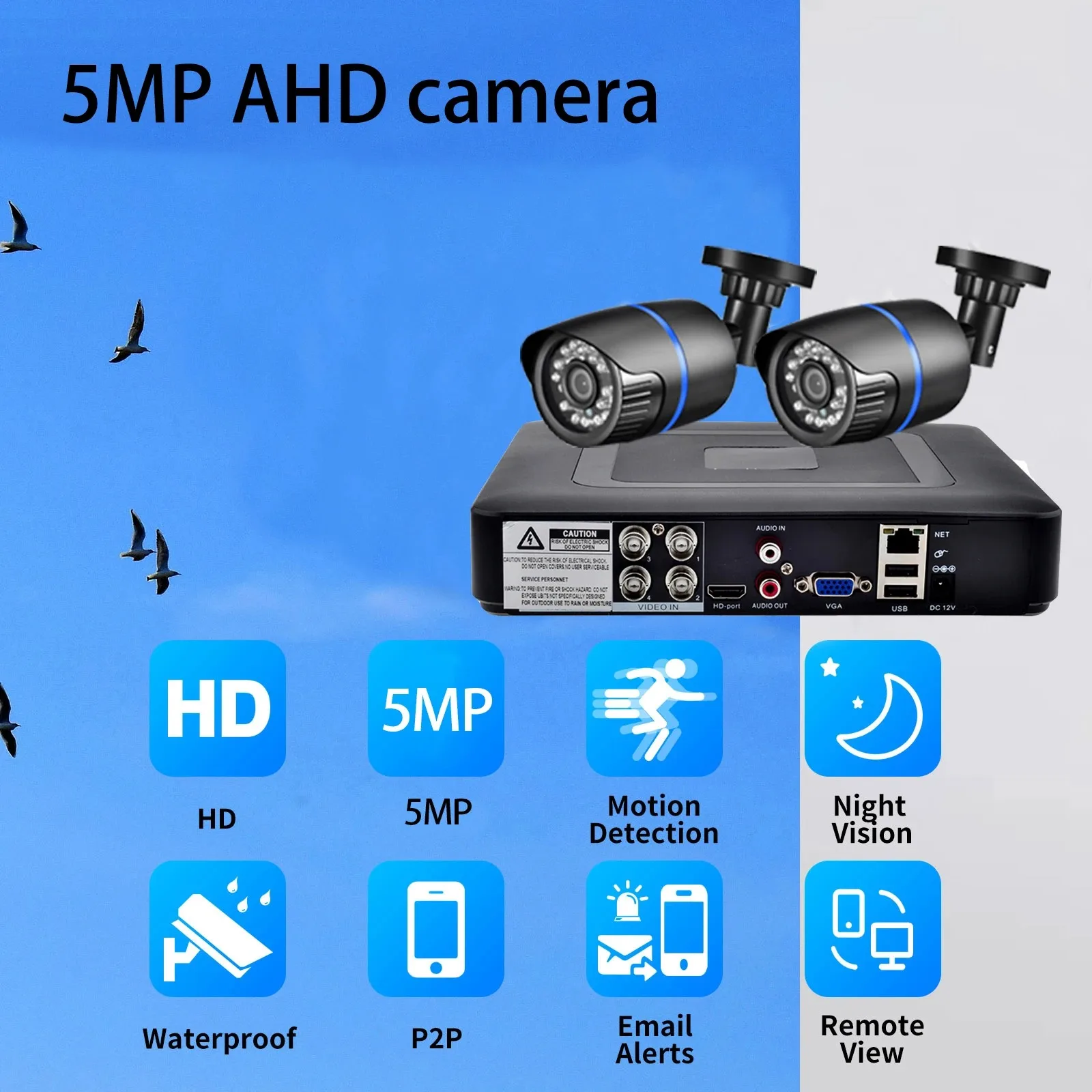 GADINAN 5MP AHD DVR Surveillance Video Camera Kit 24pcs IR leds light CCTV Camera Security System Waterproof Security Camera