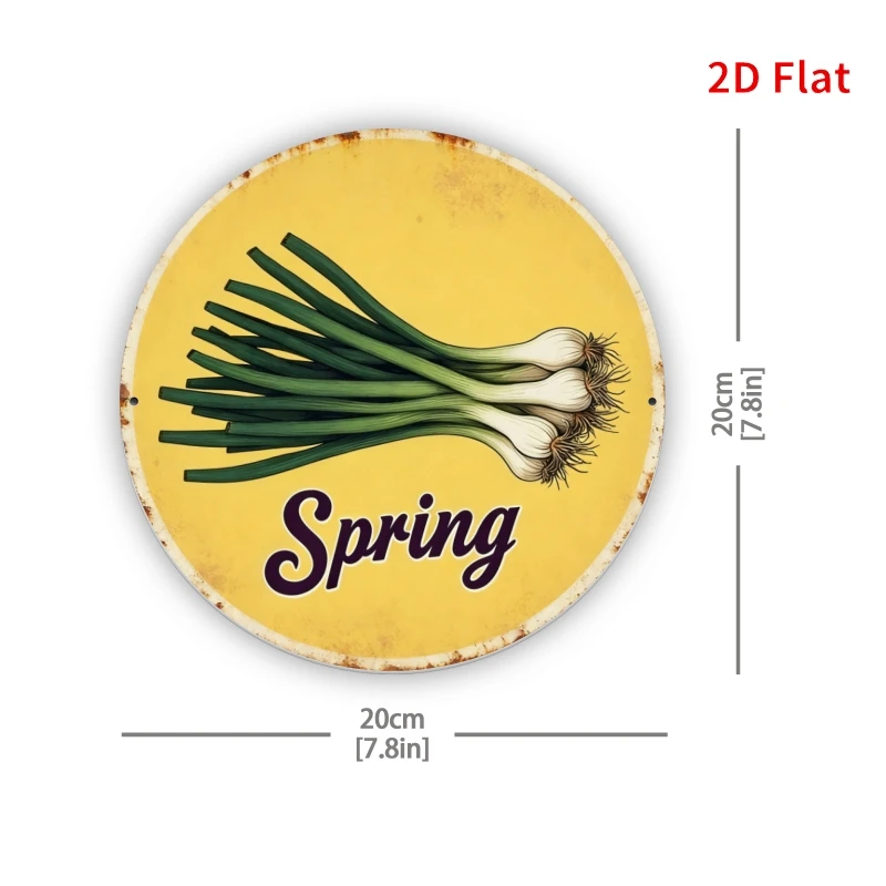 2D Flat - 2Dflat 1pc- 2D Flat Retro Aluminum Sign- Vibrant Green Onion, 8X8 Inches, Perfect for Decorating Room Walls. Ideal for