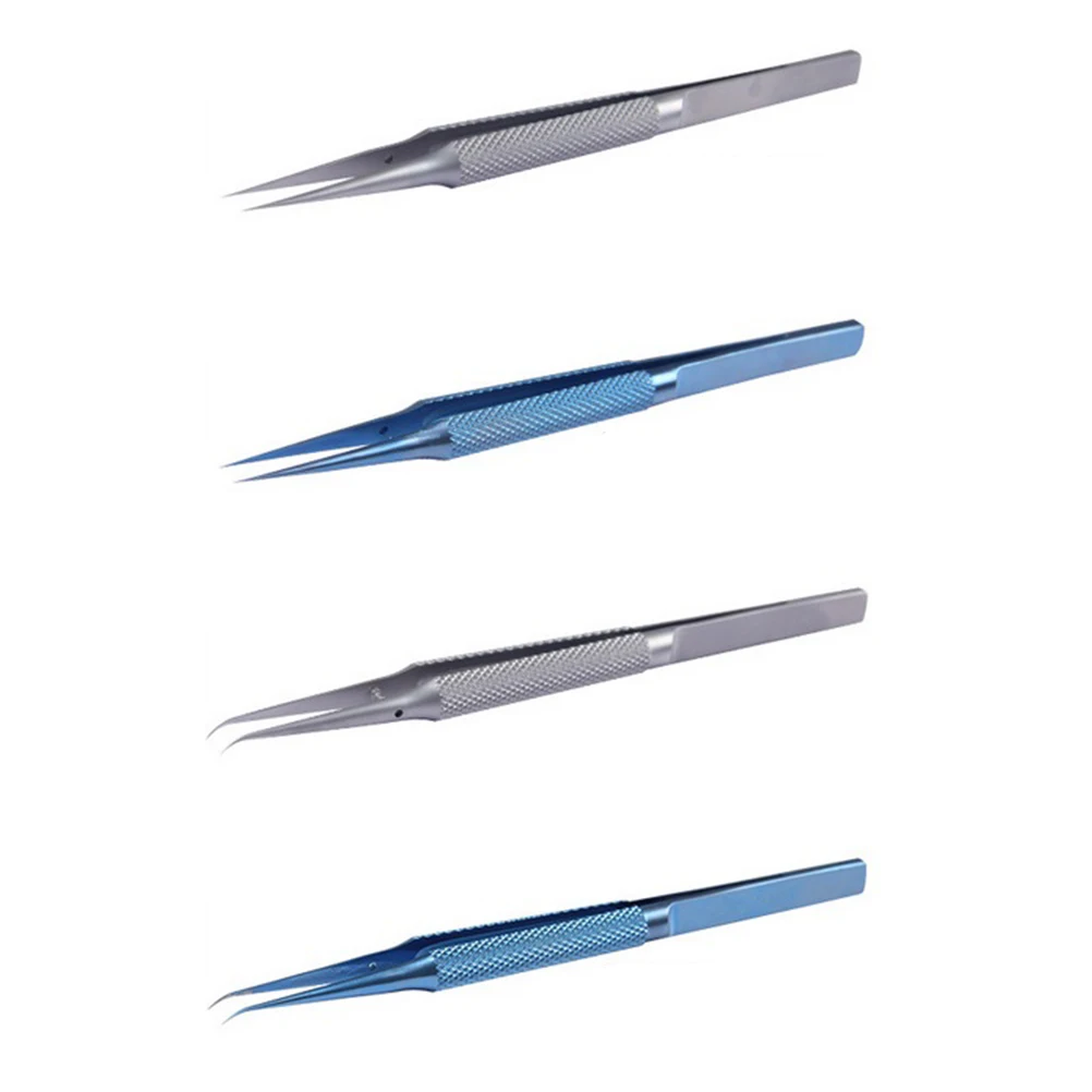 

Titanium Alloy Tweezers Precision Angled Industrial Repair Blue Metal Anti Magnetic Rustproof Corrosion Resistant Durable