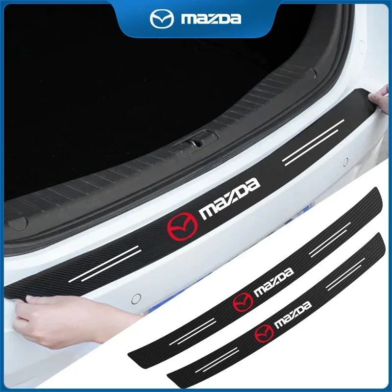 Carbon Fiber Trunk Rear Bumper Guard Scratch Stickers For Mazda 6 3 CX5 5 2 323 CX7 Demio Atenza Axela MX30 CX30 CX3 Accessories