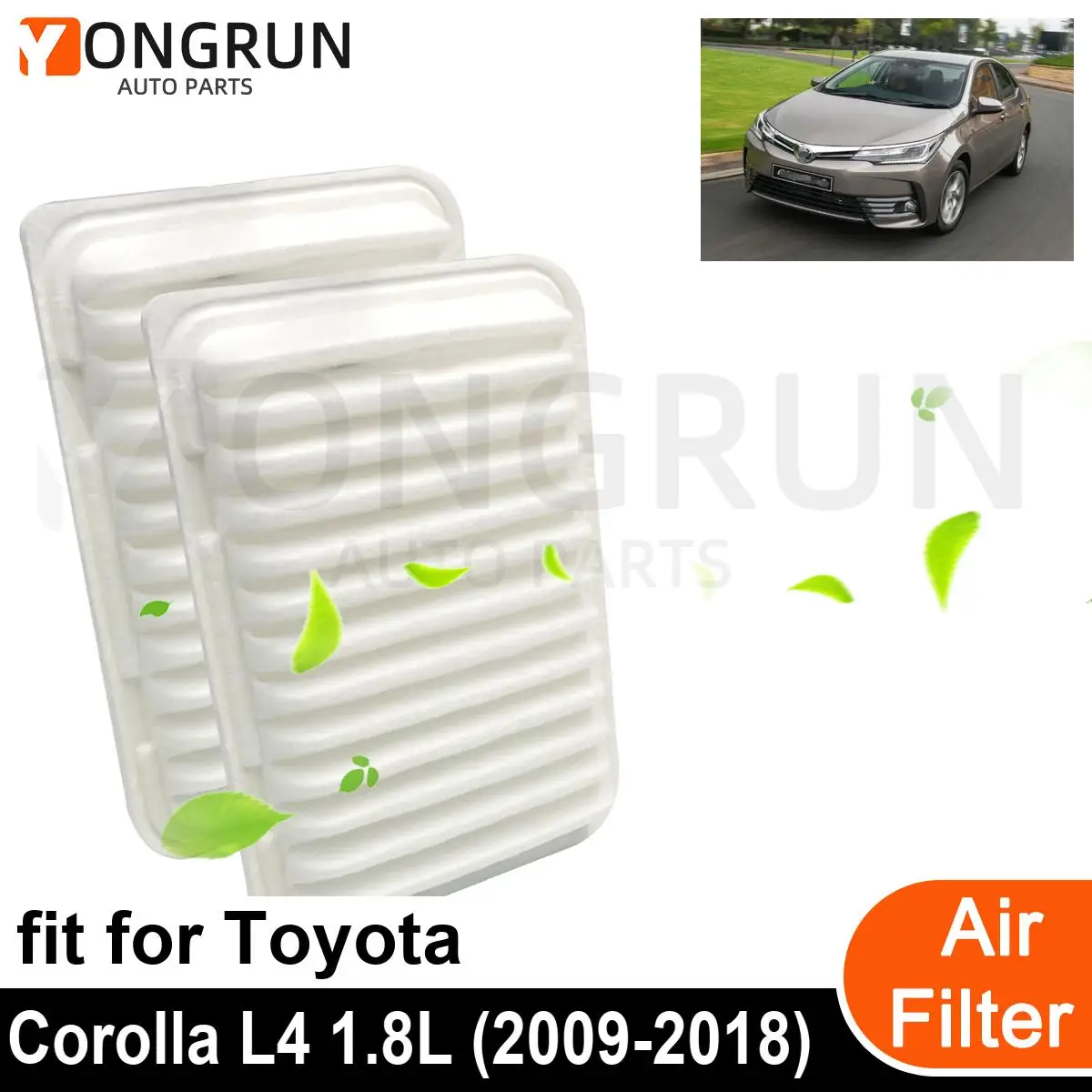 2Pcs New Car Engine Air Filter Cleaner for 2009-2018 Toyota Corolla L4 1.8L Car Accessories OEM CA10190 17801-0D060 17801-0T030