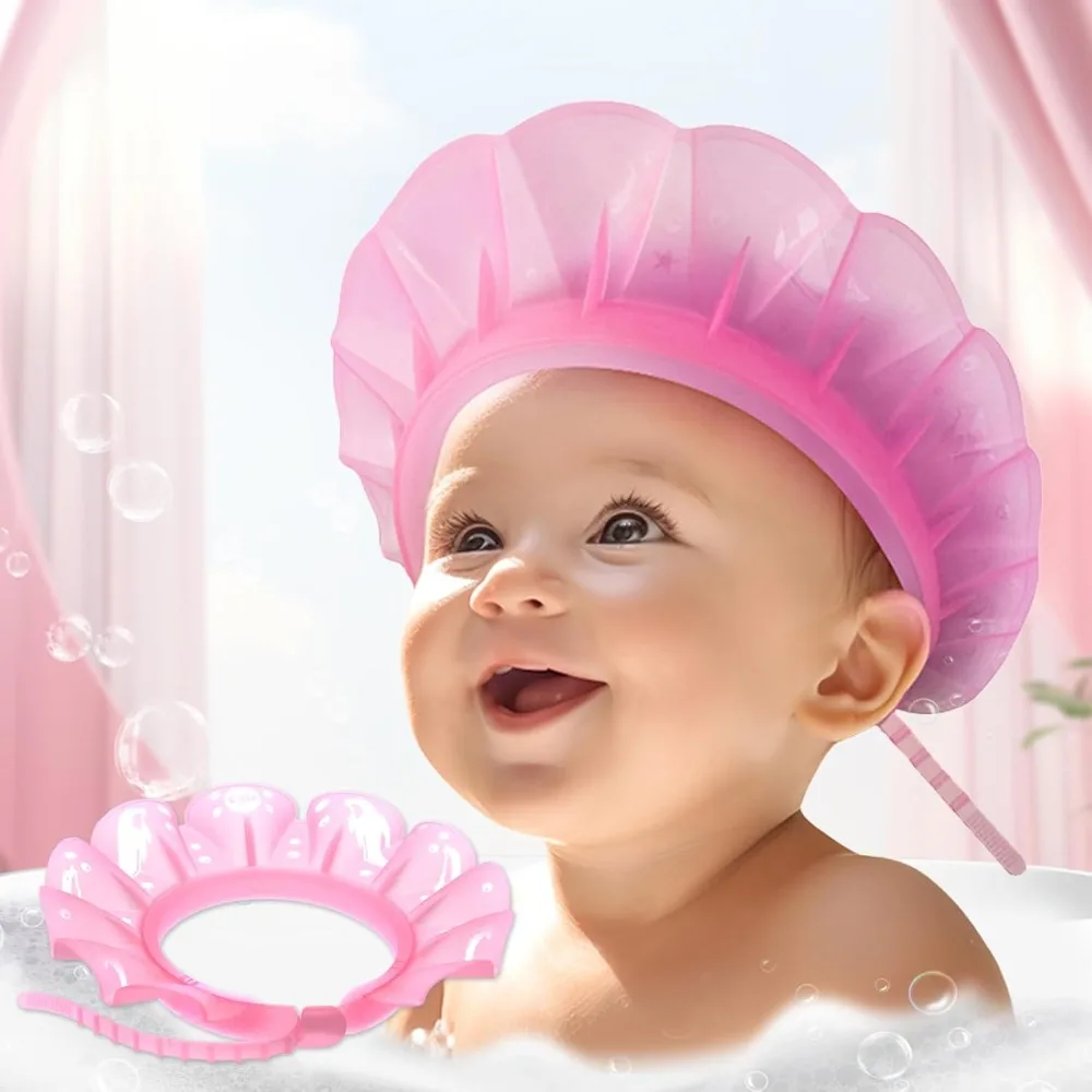 

Soft Shower Cap Adjustable Head Circumference 12.5"-19" Silicone Toddler Bath Visor Keep Water Out of Eyes & Ears