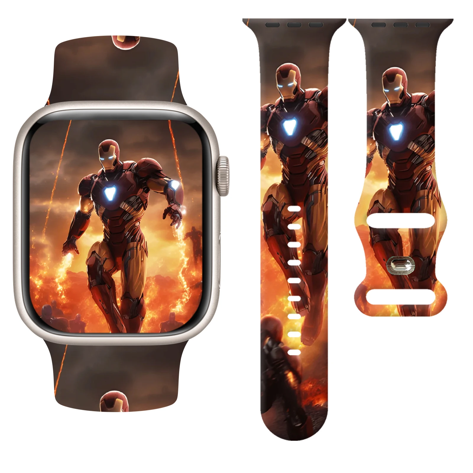 Disney Iron Man 2 Silicone Print Strap for Apple Watch 9 8 7 SE 6 Sport Band Replaceable Bracelet for iWatch 45mm 44mm 42mm 41mm