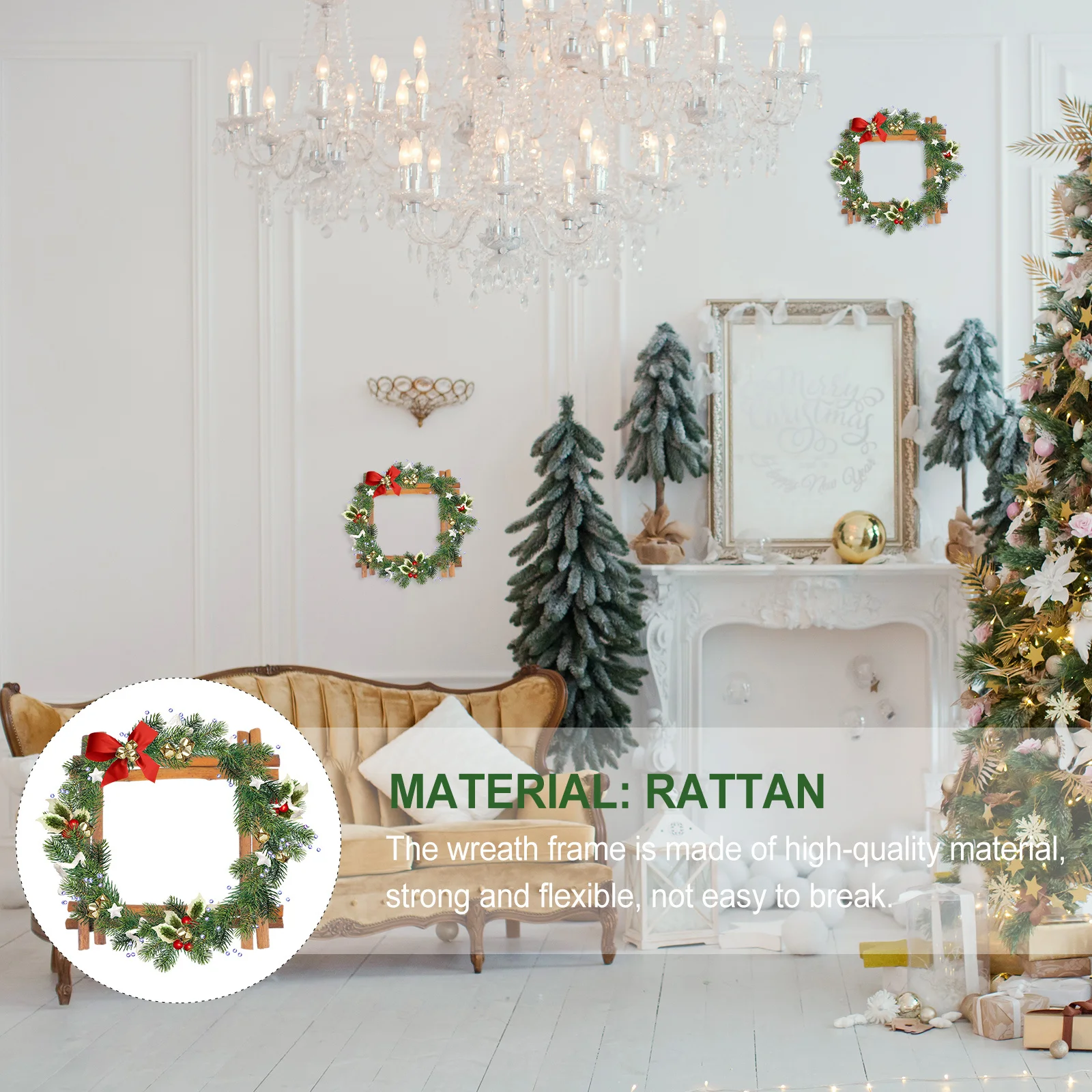 

3Pcs Vine Wreath Frames Decorative Square Rattan DIY Garland Craft Supplies Door Wall Decoration Accessory Wreath Ring