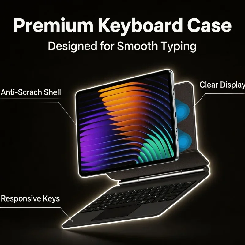 Smart Magnetic Detachable Keyboard Case for Xiaomi Mi Pad 7 8 Pro 11.2 Inch Suspended Folio Cover Support Auto Sleep Wake