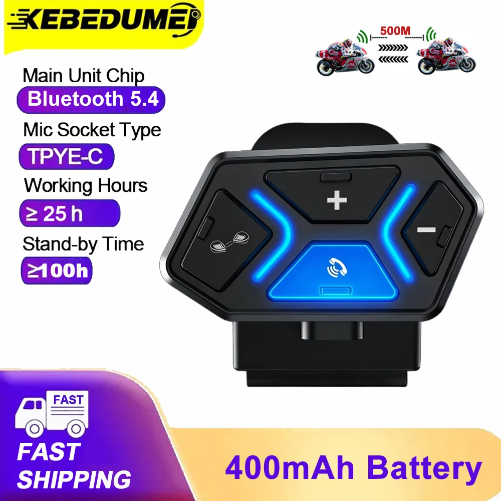 

Bluetooth 5.4 Motorcycle Helmet Headset Intercom Wireless Motor Bike Handsfree Stereo Speaker Noise Reduction Intercom