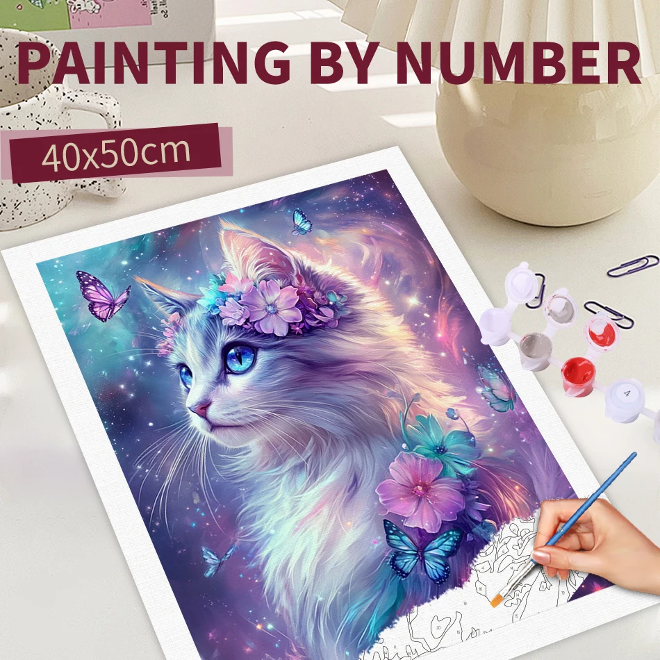 

RUOPOTY Frame Painting By Numbers For Adults Beginner Cat Coloring By Numbers Animals Handiwork Personalized Gift