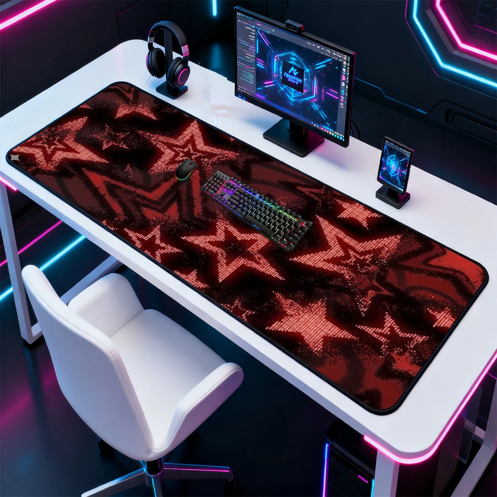 Pixel Starry Mouse Pad Big XXL Gaming Desk Mat Red Black Deskmat Large Playmat Mousepad Decor 1200x600 Pads Mousepads