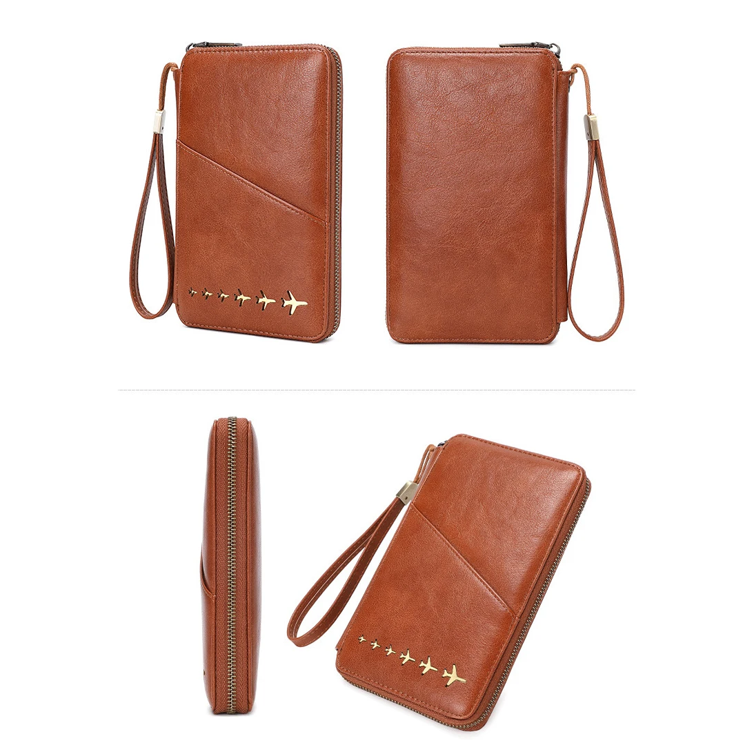 Trendy Airplane Design RFID Blocking Passport Wallet Long Zipper Travel Document Case Fashion Passport Holder 2026 New Arrival view 5