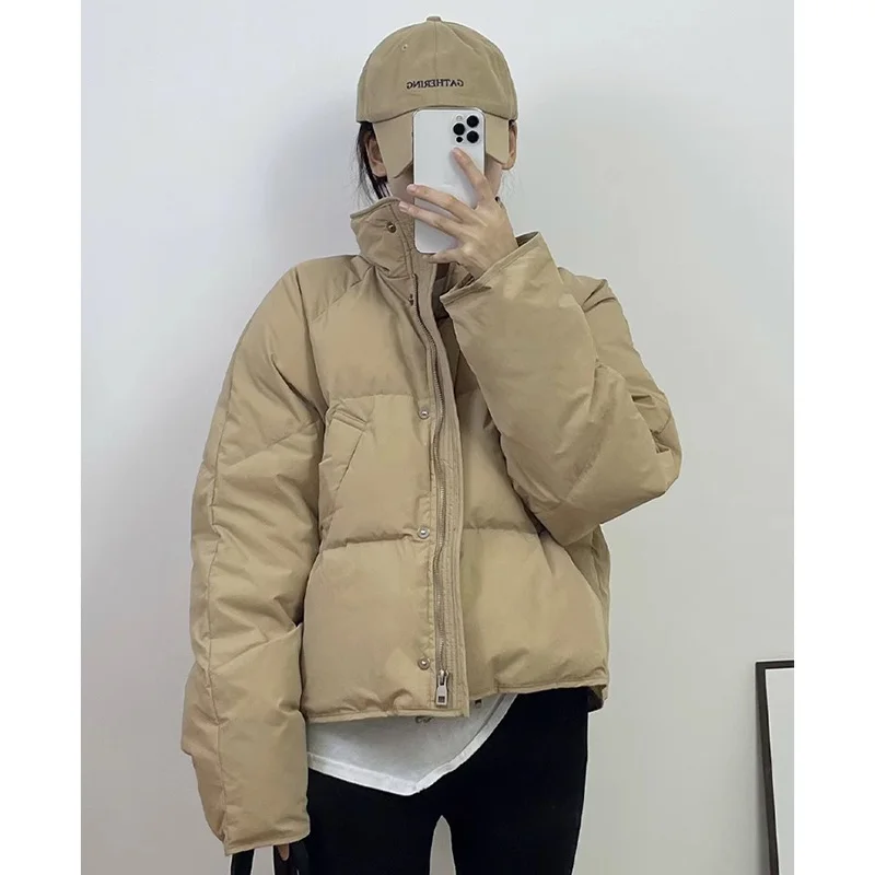 

Women's Jacket 2023 New Cotton-padded Clothes Korean Fashion Stand Collar Thicken Bread Jacket Women Short Coat Tops Winter