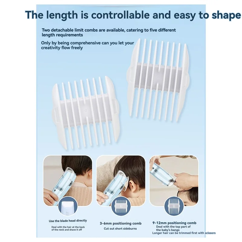 B83B-مجموعة ماكينة حلاقة الأطفال فائقة الهدوء لقص شعر الأطفال وحلاقة وتشذيب شعر الأطفال B