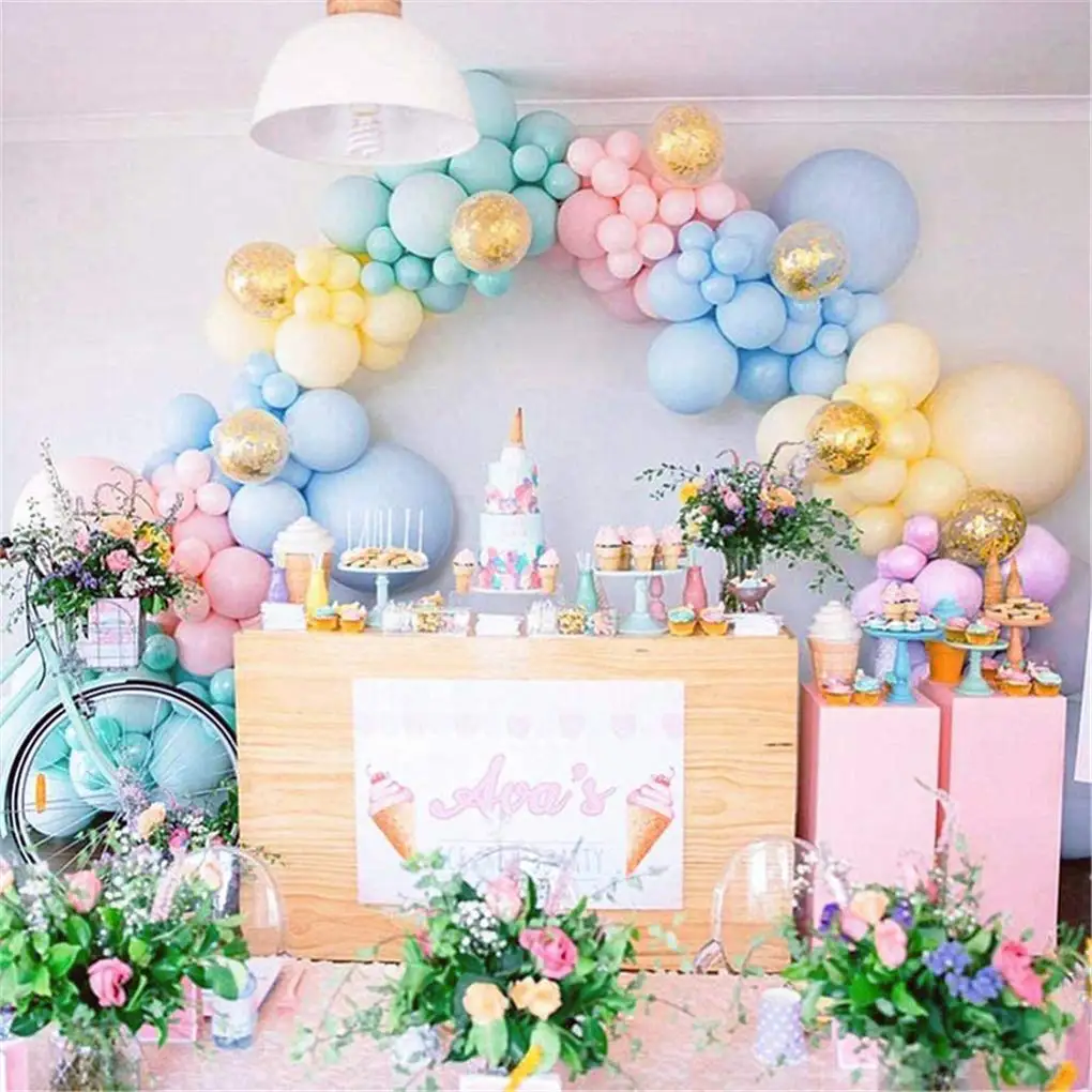 170 Pcs 5, 10, 12, 18 Inch Macaron Rainbow Balloon Garland Arch Set Girls Birthday Baby Shower Wedding Unicorn Party Decorations