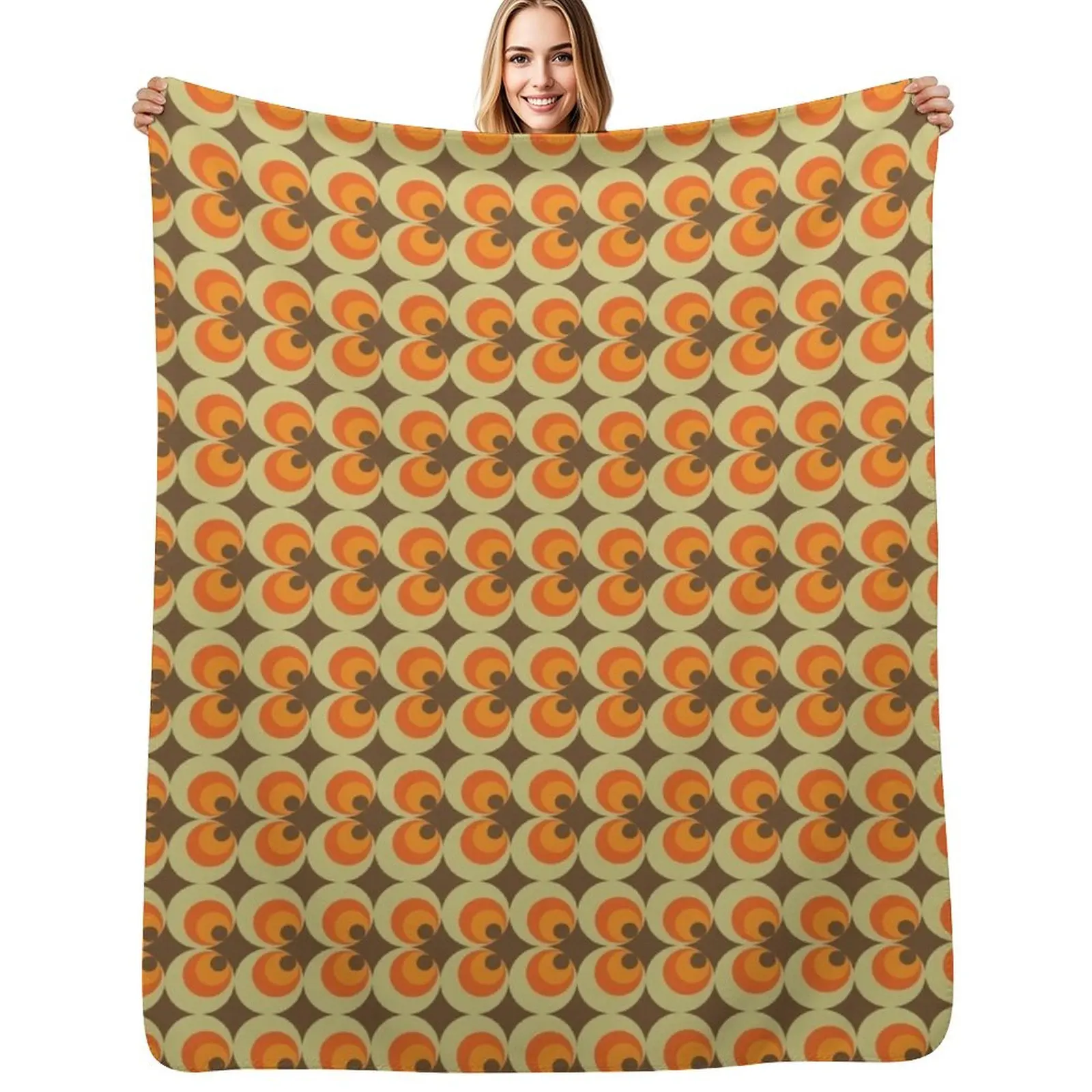 Mid-Century Modern 70s Retro Pattern Throw Blanket Flannels Loose Luxury Designer Blankets Sofas Of Decoration Polar Blankets