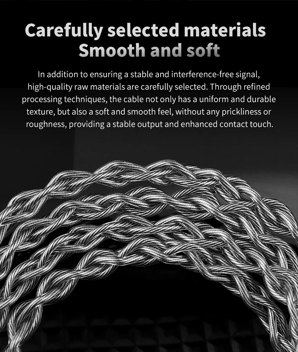 QKZ T7 Headphone upgrade cable 336 core silver plated 3.5mm plug 2PIN