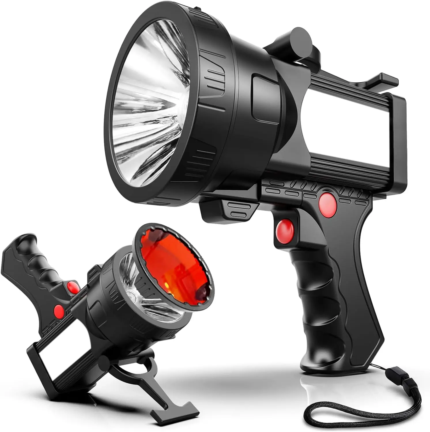 

Перезаряжаемый прожектор-фонарик, светодиод 1600000 люмен с аккумулятором 14000 мАч и прожектор COB для кемпинга, охоты, красной линзой