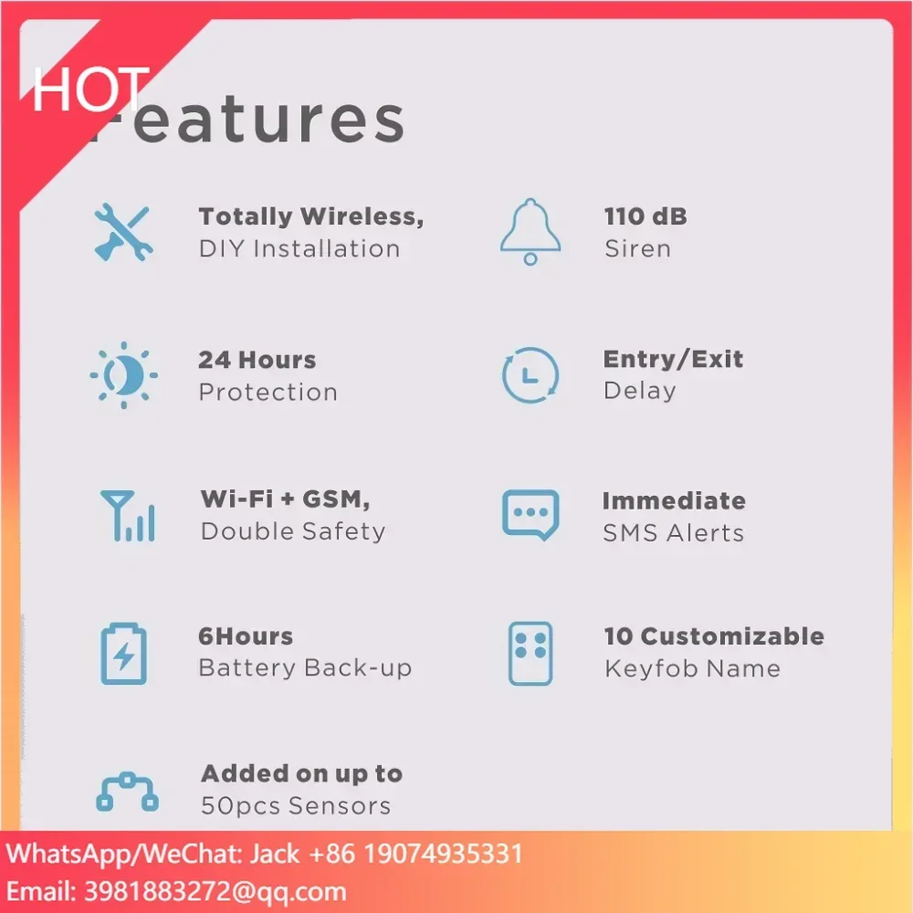 

Беспроводная система сигнализации с датчиком движения, автоматическая реакция на тревогу, системы безопасности для жилых помещений
