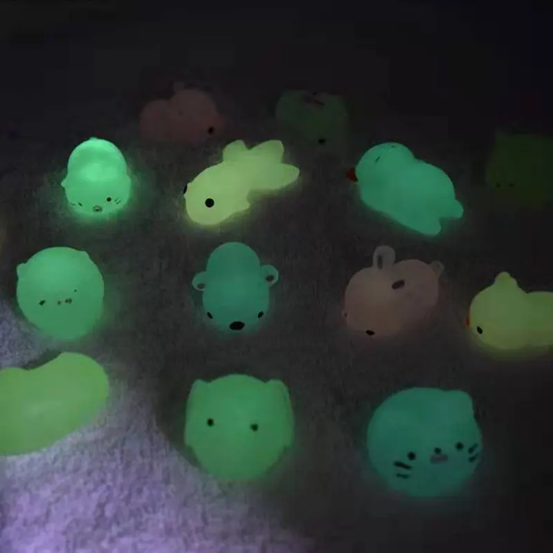 5-50Pcs NEW Glow Kawaii Toys Cute Animal Antistress Decompression Mochi Toy Soft Sticky Squishi Stress Relief Funny Gift Toys