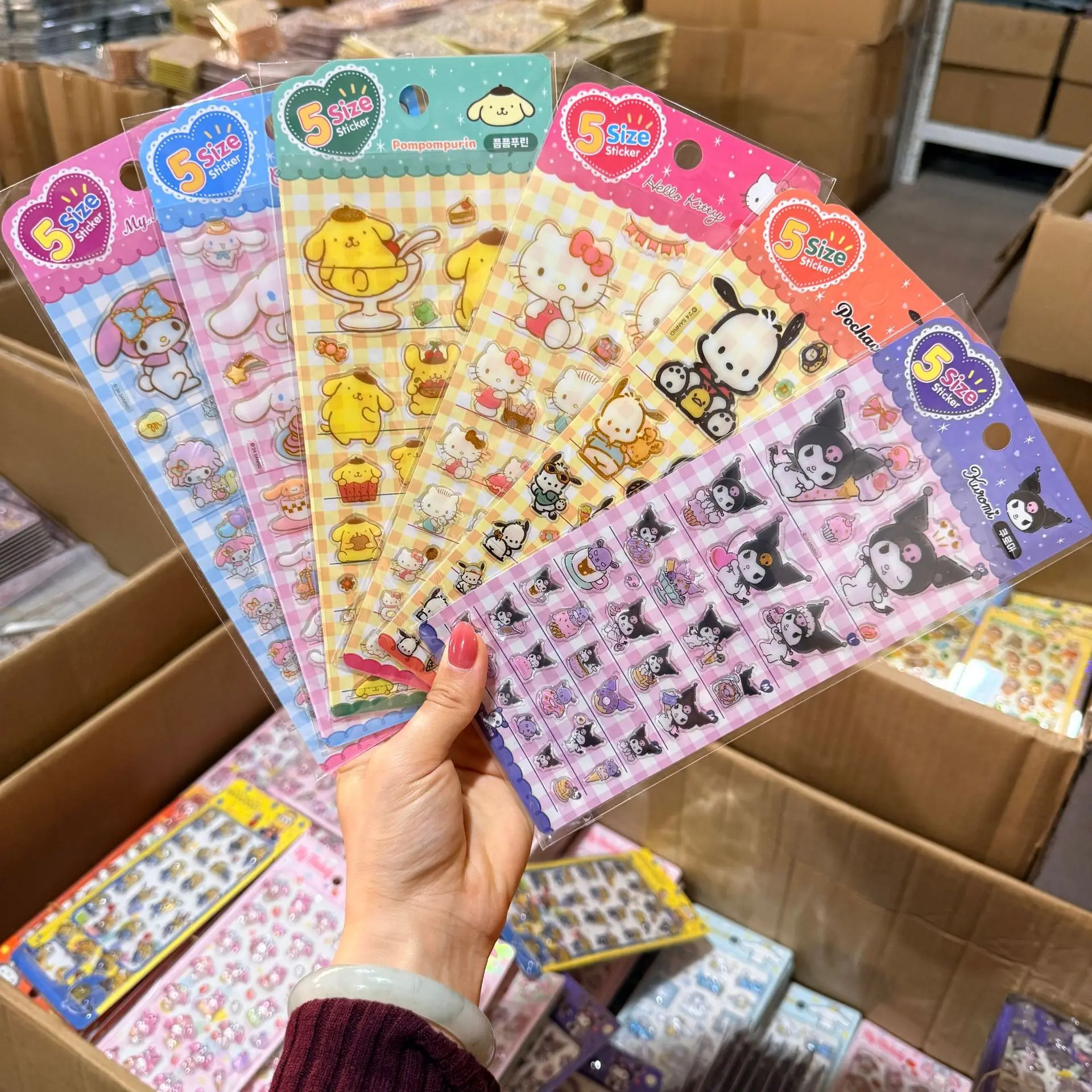 New 6PCS HelloKitty 3D PVC Stickers My Melody Kuromi  Cinnamoroll Kawaii Sticker for Journal Scrapbook Laptop Phone Case DIY