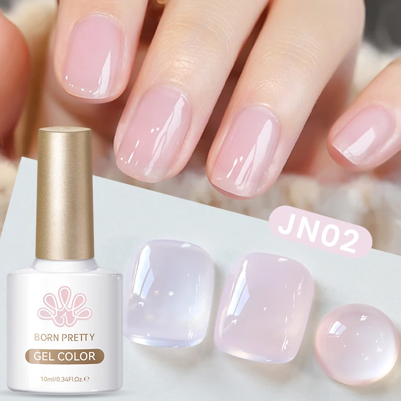 BORN PRETTY 10ml Pfirsich-Nude Jelly Gel Nagellack Milchweißer Lack Semi-Permanent Nude Pink Nagelkunst Eis-Transparentes Gel – Detail 7