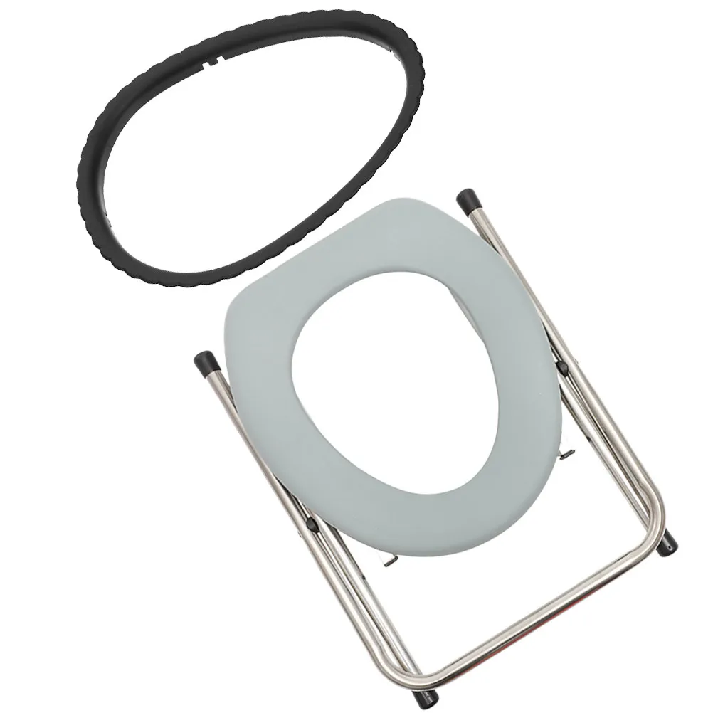 

2pcs Toilet Stool Chair Portable Commode Raised Seat for Elderly Pregnant Stainless Steel Gray Easy Carry Outdoor Health Care