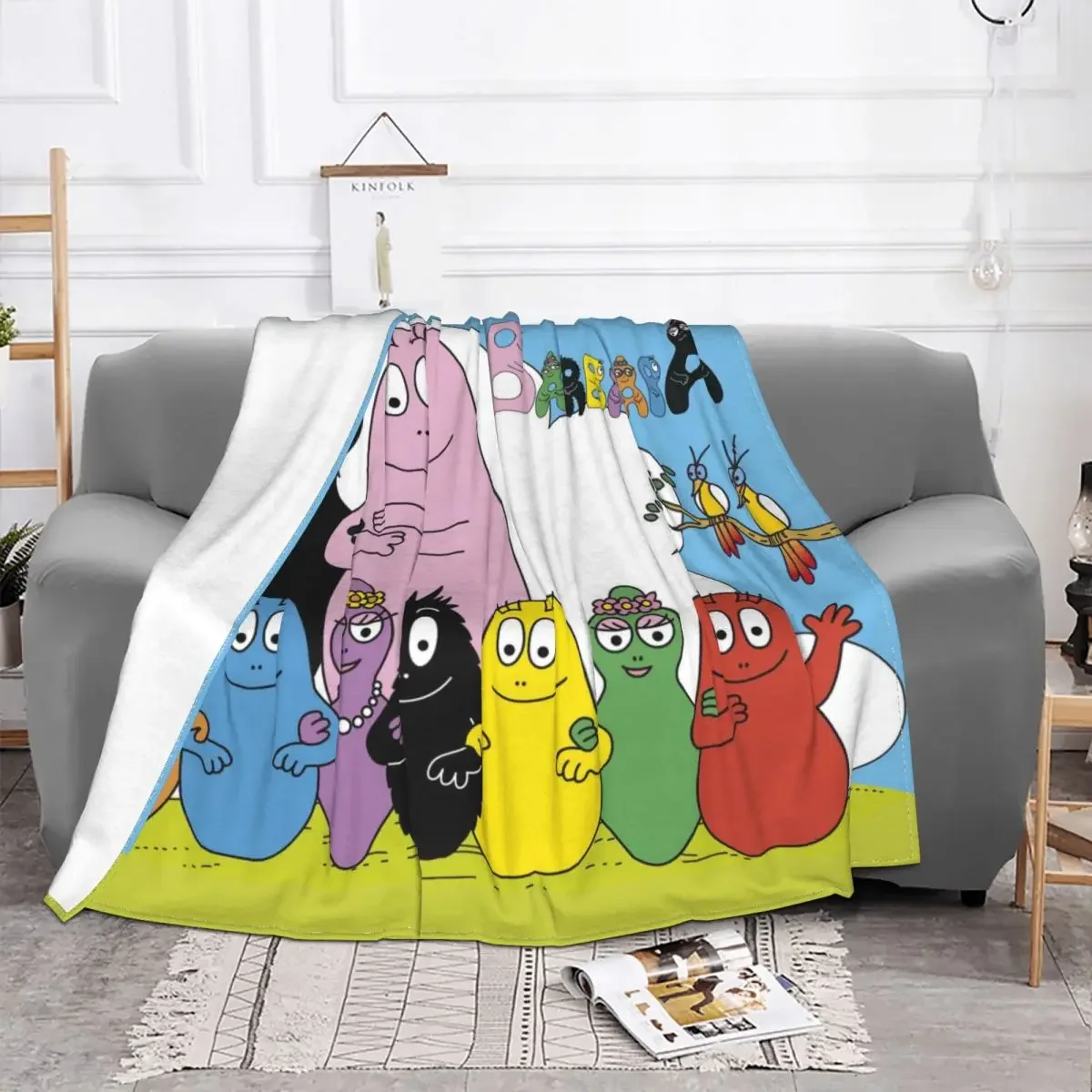 Les Barbapapa Anime Cartoon Blanket Fleece Summer Parent Child Animation Ultra-Soft Throw Blankets for Bedding Office Bedspreads