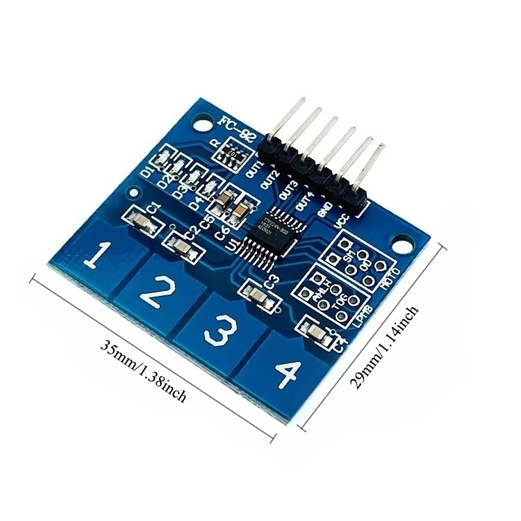 5pcs TTP224 4 Channel Capacitive Touch Switch Module Digital Touch Momentary Latch Multi Mode Adjustable for Arduino