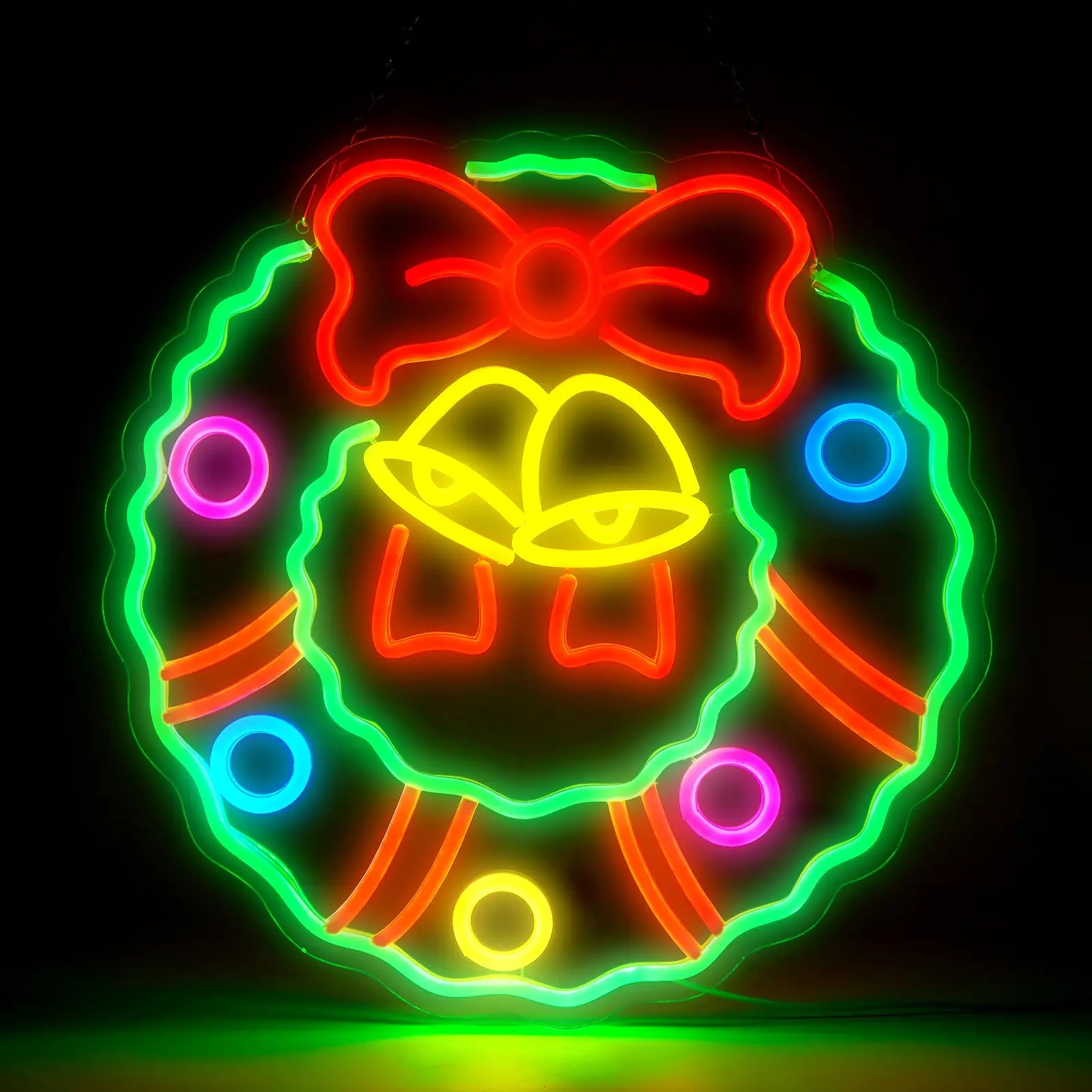 Christmas Wreath LED Neon Sign for Wall Decor Merry Christmas USB Brightness Levels Light Christmas Party Bedroom Bar Shop