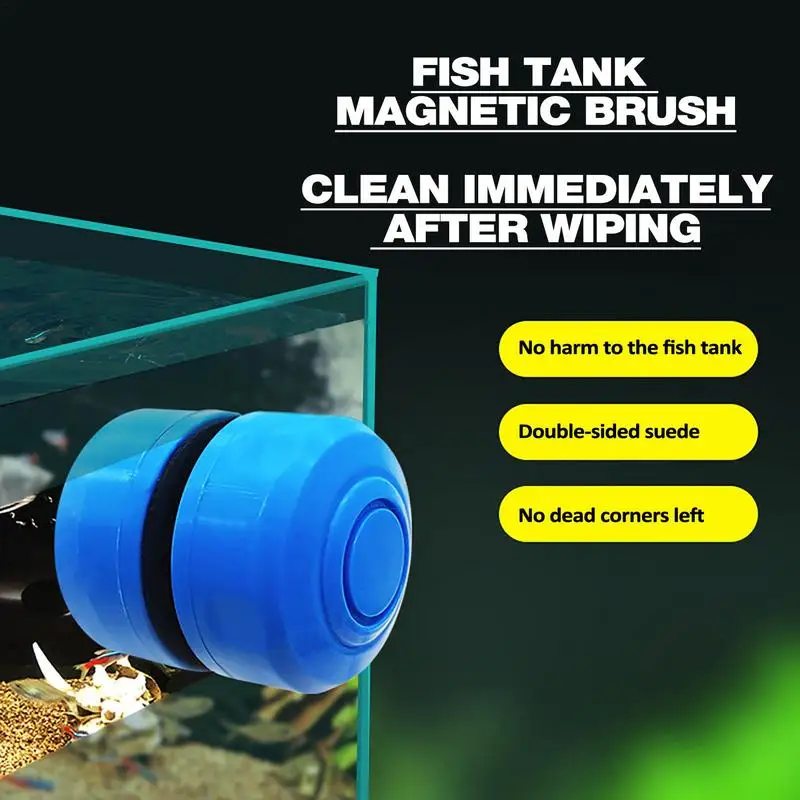 Fish Tank Brush Magnet Aquarium Mini Magnetic Glass Cleaner Mini Scrubber Tool Double Sided Algae Moss Removal For Fish Aquarium