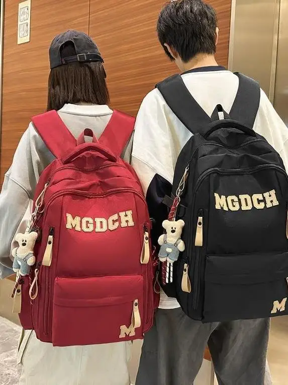 中学生、高校生、大学生、小学生向けの大容量バックパック、赤い登山用バッグ、コンピューターバッグ