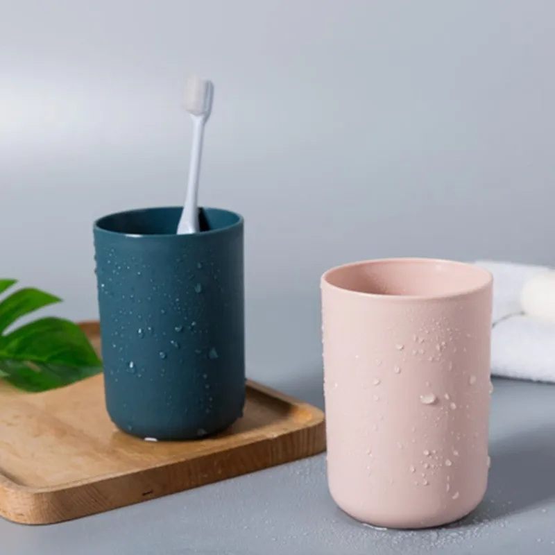 Plastic Mouthwash Cup Coffee Tea Water Mug Home Travel Simple Solid Color Toothbrush Holder Household Bathroom Supplies