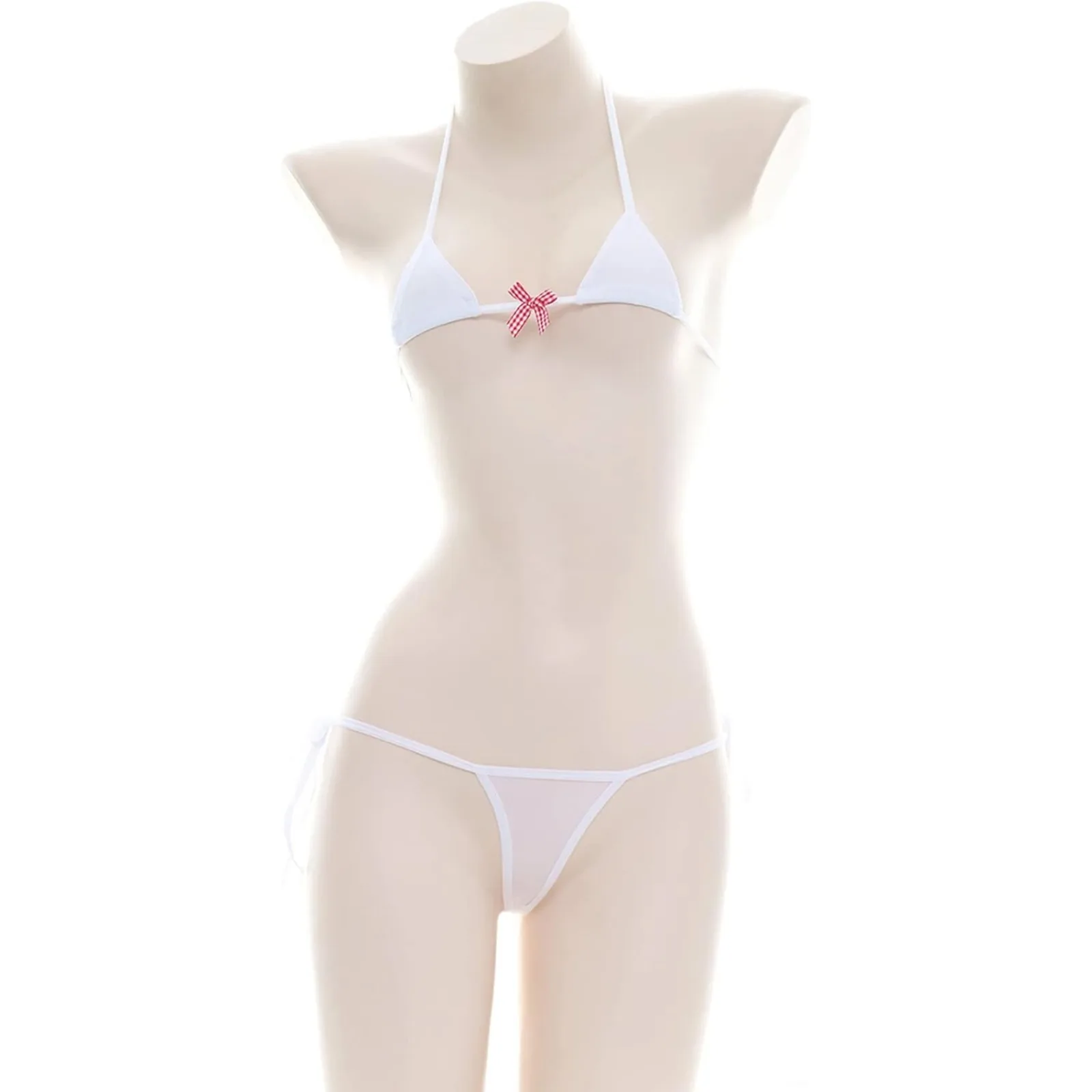 

Women’s Extreme Bikini Set Mini Halterneck Triangle Top Tie Sides Thong Sexy Micro Swimwear Cow Shape Lingerie Set