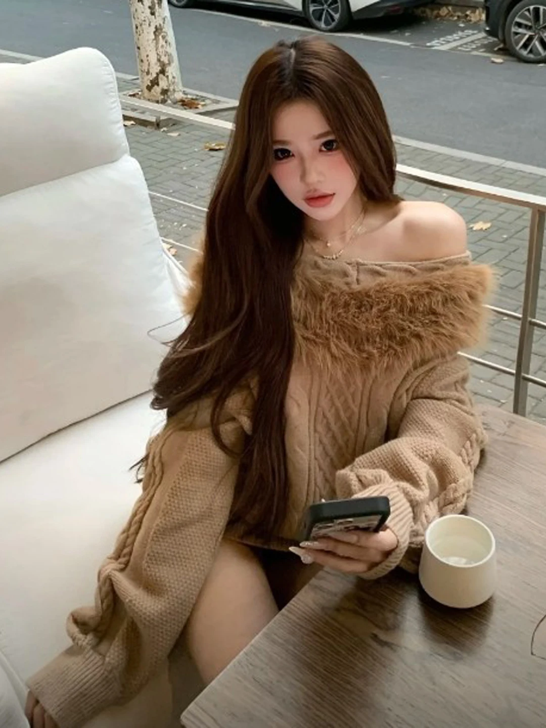 

Ретро-свитер свободного кроя с длинными рукавами и открытыми плечами, уникальный весенний модный женский вязаный топ для прогулок по городу и загороду, для бизнеса