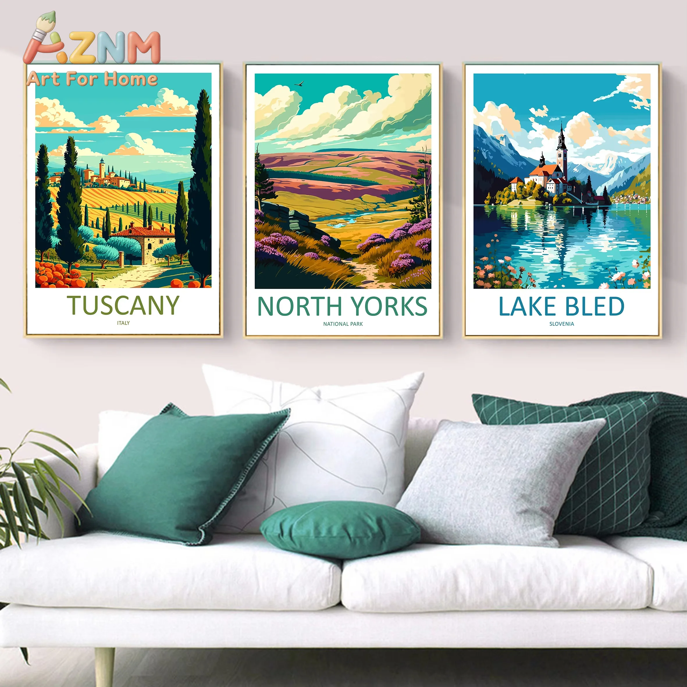 AZNM North Yorks National Park Canvas Wall Art Frameless Print, Vintage Travel Landscape Poster, Nature Scenery Home Decor Pictu
