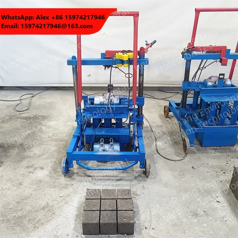 Small Household Mobile Hollow Brick-making Machine Motor Cement Non-fired Brick Machine Hollow Block Forming Machine Easy