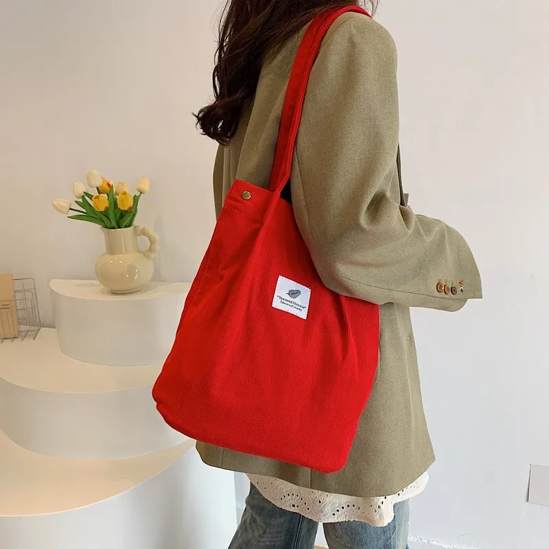 

New Autumn/winter Corduroy Korean Edition Ins Harajuku Single Shoulder Tote Female Student Shopping Bag