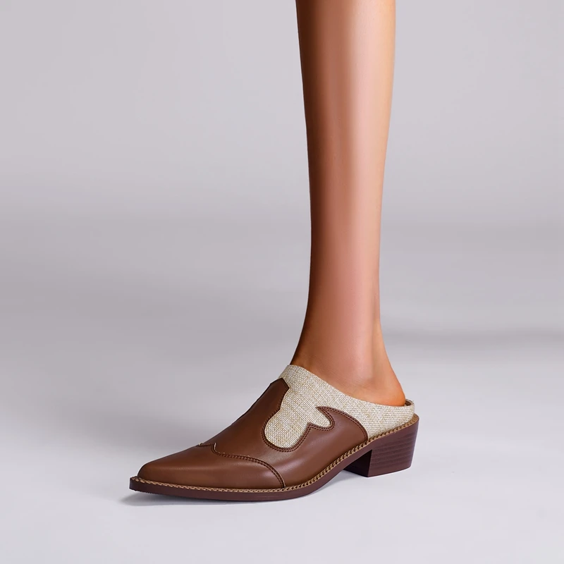 Nowe, spiczaste krowy, duże damskie buty, kapcie, owinięte klapki, buty Mueller, modne buty