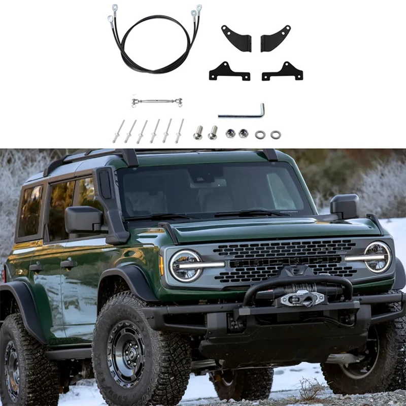 Front Windshield Branch Splitter Stainless Steel Black Branching Line Trim Kit For Ford Bronco 2021 2022 2023