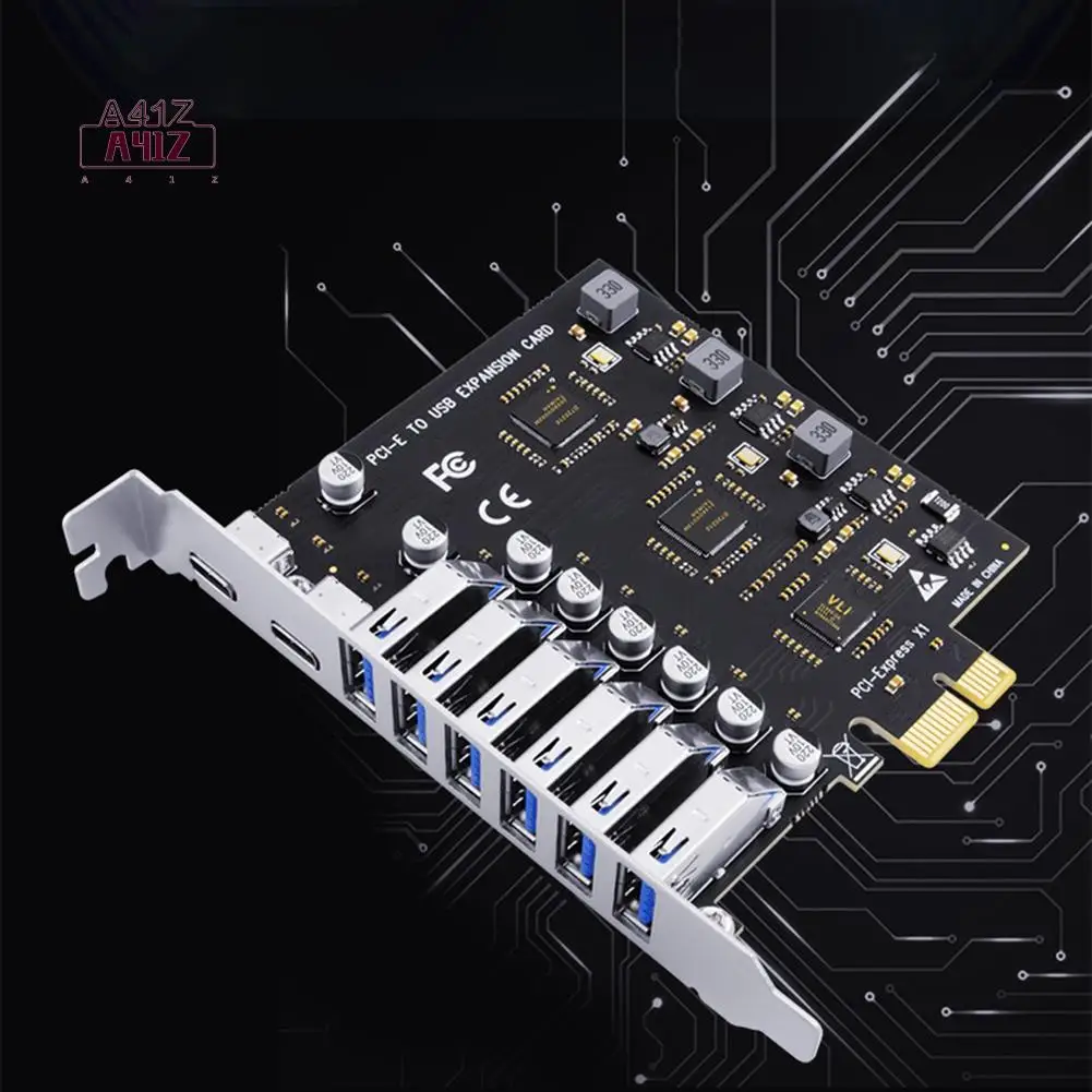 

A41Z-USB 3.2 And Type C PCI-E Expansion Card PCIE To USB Controller 6Port + 2Port USB-C 3.2 PCI-E Card Adapter