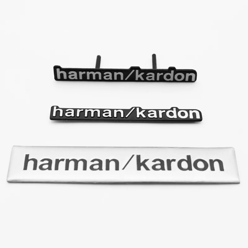 4pcs 3D Metal Aluminum Car Styling Harman Badge Emblem Audio Sticker Speaker Decorative Emblem Decals Tools Auto Accessories