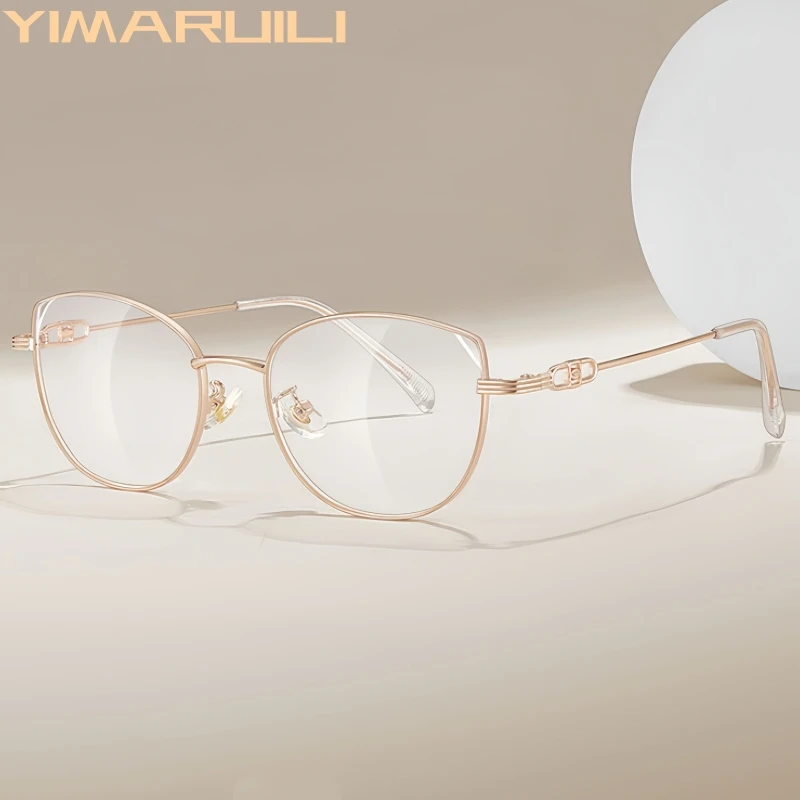 

YIMARUILI Fashion Trend Women's Cat Eye Glasses Ultra Light High Quality Hollow Design Optical Prescription Eyeglasses Frame F93