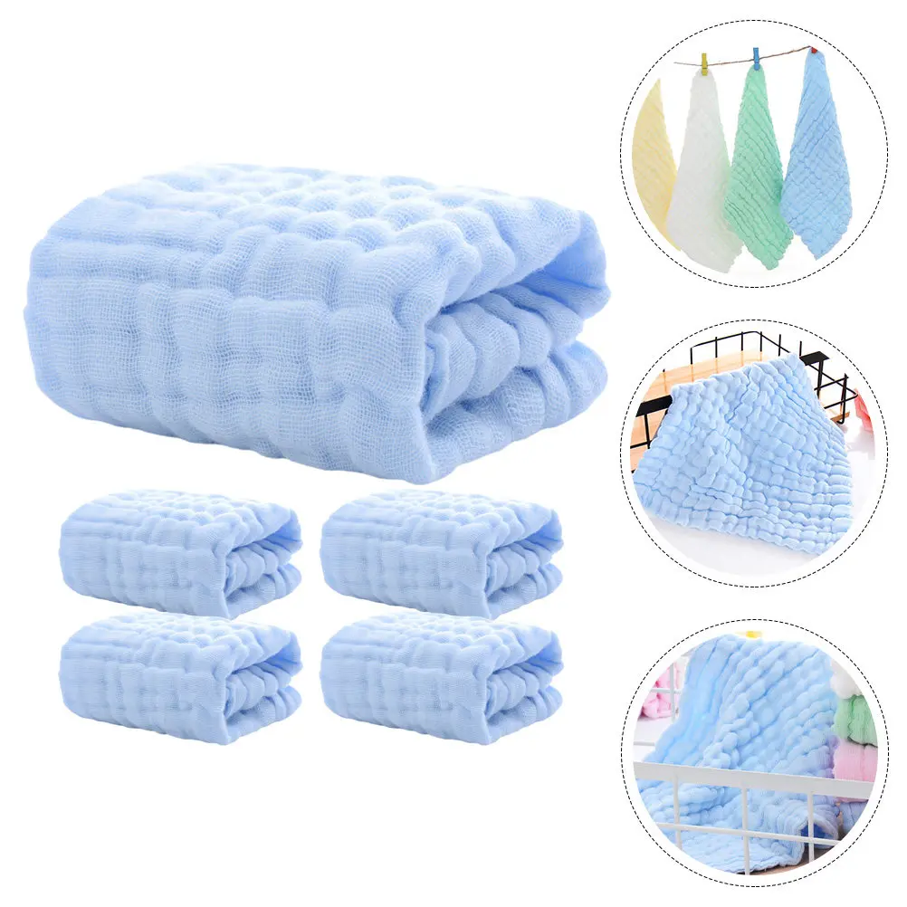 

5Pcs Cotton Muslin Washcloths for Babies Soft Breathable Face Towel Burp Cloth Saliva Drool Must Haves Newborn