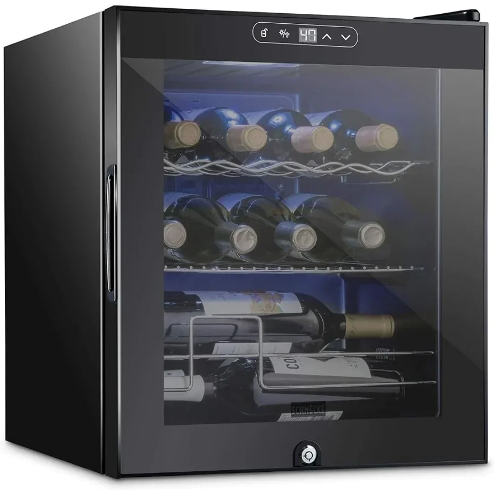 12 Bottle Compressor Wine Cooler Refrigerator w/Lock | Large Freestanding Wine Cellar | 41f-64f Digital Temperature