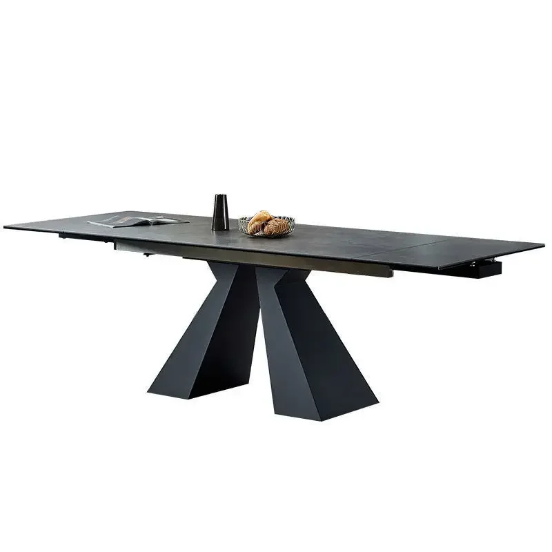 

Nordic modern simple telescopic rock slab dining table and chair combination household small apartment