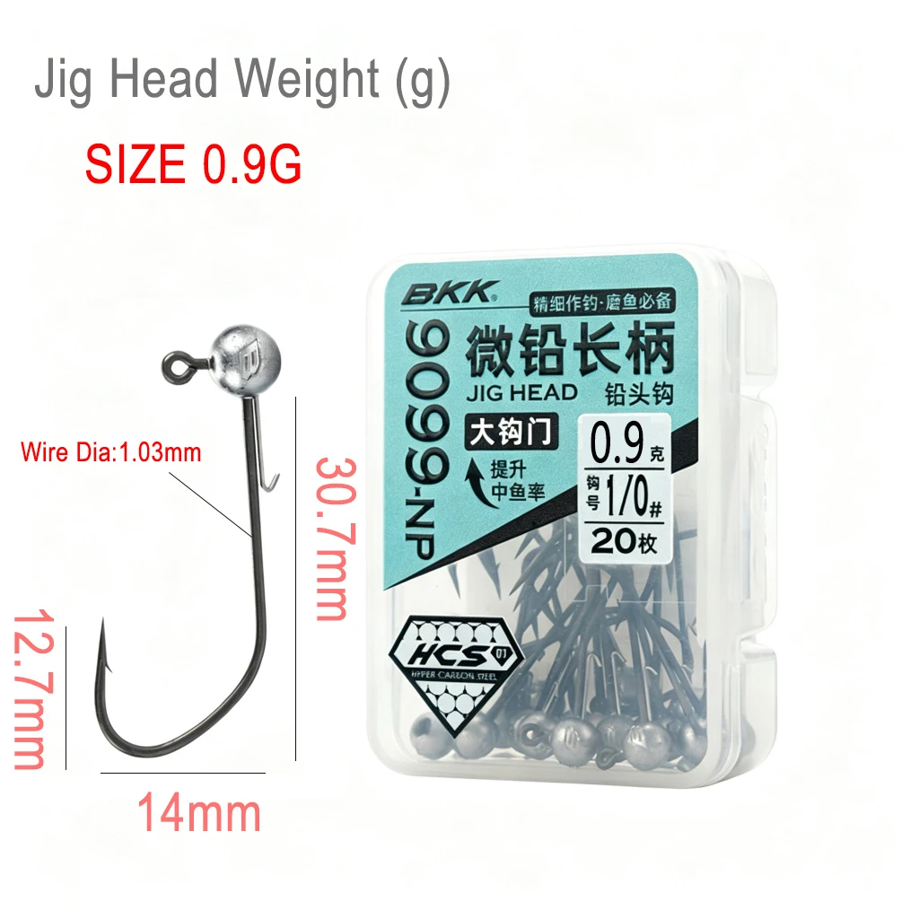 BKK 9099-NP Micro Jig Head Vissenhaken Lange Schacht Brede Opening Hoog Koolstofstaal Loodkop Zachte Aashaken Baars Zoetwatervissen