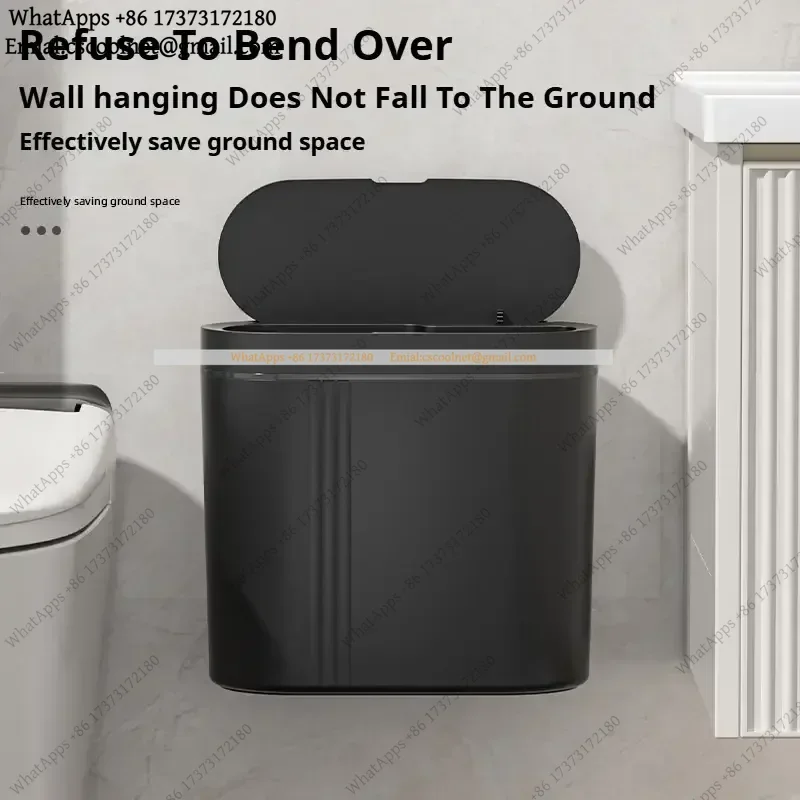 Wall Mounted Smart Automatic Sensor Trash Can Flip Lid Garbage Bin for Kitchen Bathroom Home Storage