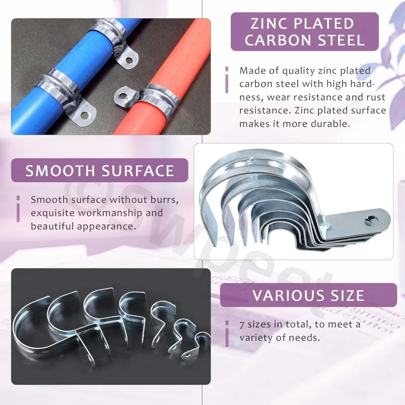 30 قطعة 3/4 (20 مللي متر) طقم حزام أنبوب EMT مطلي بالزنك بفتحة واحدة، مشبك أنبوبي على شكل حرف U 1 #3