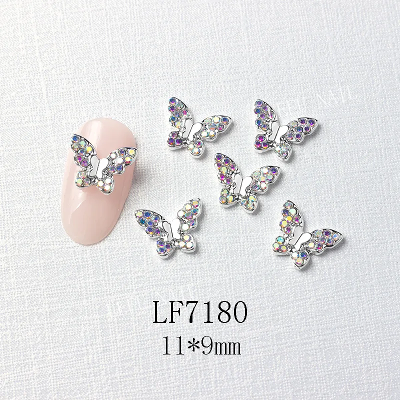 10Pcs Gold/Silber Multi-Designs Nail art Schmuck Charms Weiß/AB Kristall Strass 3D Schmetterling Geformt legierung Nagel Zubehör – Detail 21